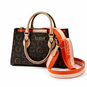 Guess Brown Monogram Mini Satchel Crossbody